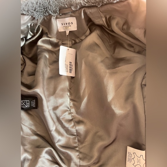 NWT Samantha Sipos 100% Genuine Leather Quilted Jacket - Grey - Picture 4 of 6